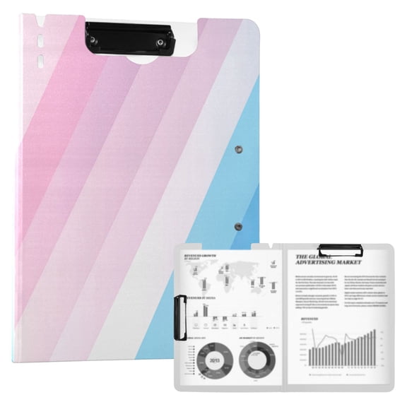 FORMRS A4 Clipboard Folder with Pen Holder Horizontal Foldable School Office Binder, Pink Gradient
