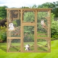 thumbnail image 6 of Catio Outdoor Cat Enclosures Walk in, Cat Kennel Kitten Wooden Cage, Large Activity Space with 5 Activity Platforms and Sleeping Room Weather Protection Asphalt Roof (Wood Color, Large), 6 of 9