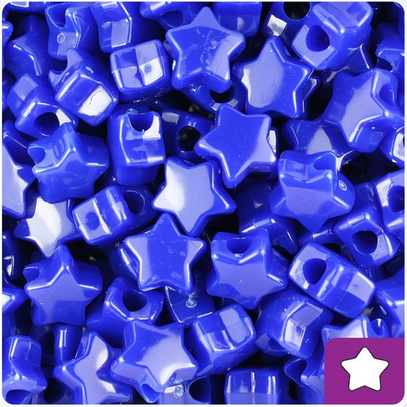 BeadTin Royal Blue Opaque 13mm Star Pony Beads (250pcs)