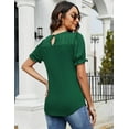 thumbnail image 5 of ZHENWEI Women Puff Short Sleeve Shirts Casual Lace Keyhole Back Blouse Crew Neck Soft Tunic Top for Summer, 5 of 7