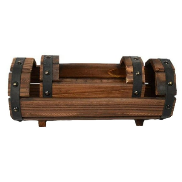 MasteelfCA 2 Pcs/ensemble Demi-Pot en Bois Pot de Fleurs Carbonisé Anticorrosif