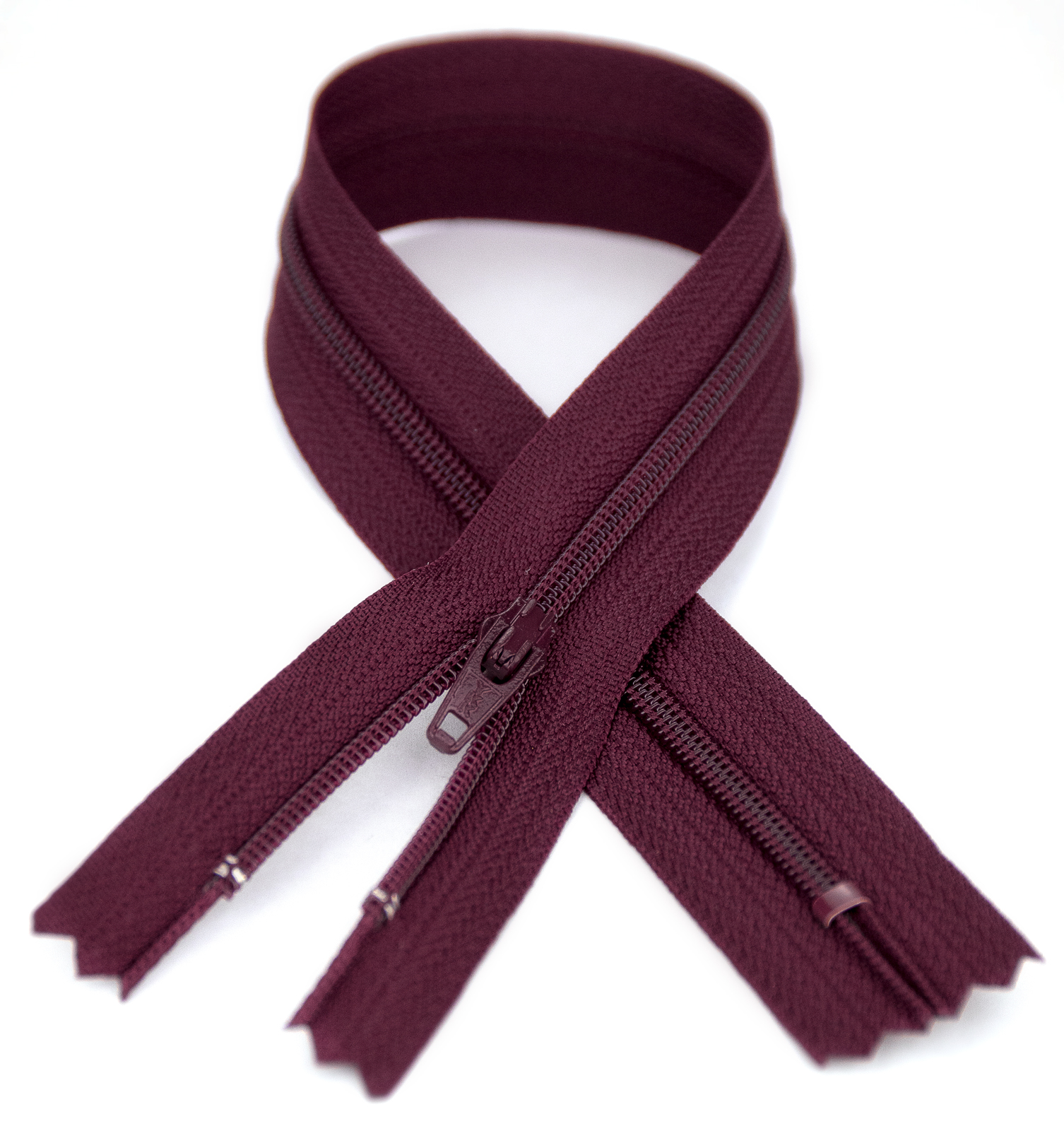 YKK 3 Coil Zipper, 7 inch length, Burgundy 021