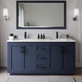 thumbnail image 2 of Wyndham Collection Miranda 66" Marble&Wood Double Bathroom Vanity in Blue/Black, 2 of 6