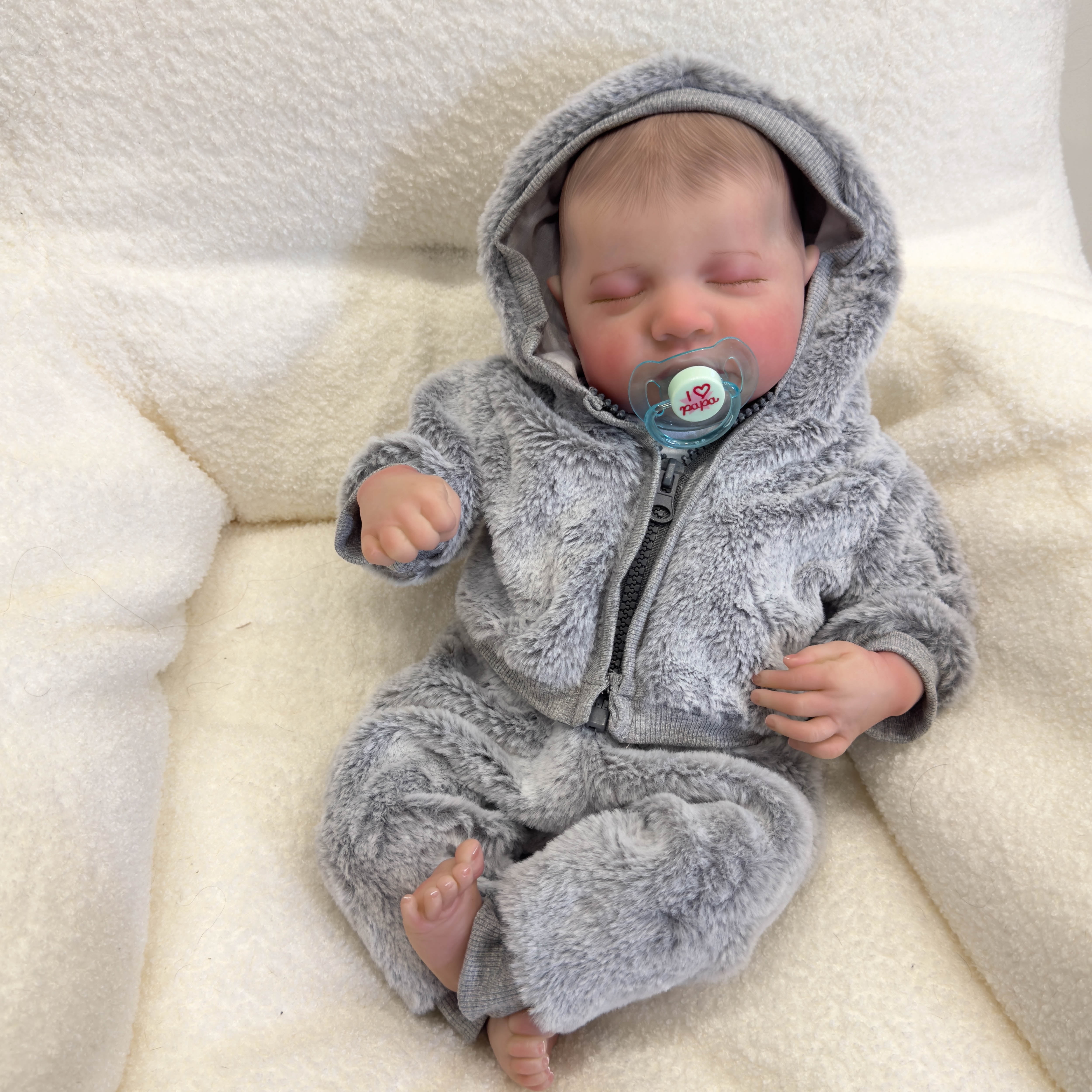Reborn Baby Dolls 19 inch Lifelike Newborn Dolls Real Life Baby Soft Cloth Body Sweet Sleeping Newborn with Clothes and Feeding Toy for Kids Age 3+
