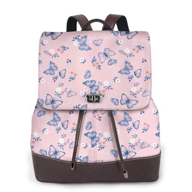 Disketp Butterfly Mochila de Cuero para Mujer, Bolso de Espalda Antirrobo con Estilo para Viaje, Trabajo y Uso Diario