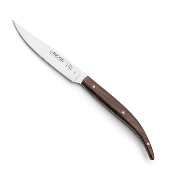ARCOS Steak Knife in Nitrum Stainless Steel. 4 Inch Blade with Rosewood Brown Handle - Effortless cutting