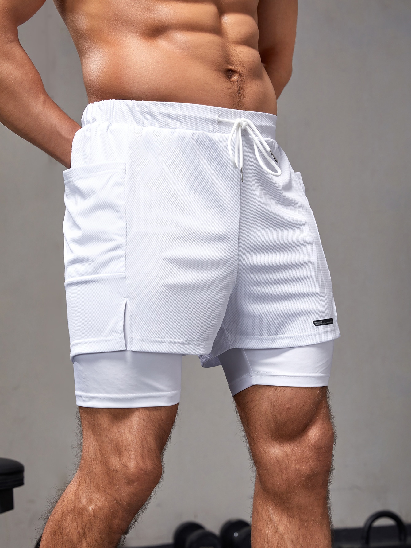 Men Phone Pocket Drawstring Waist 2 In 