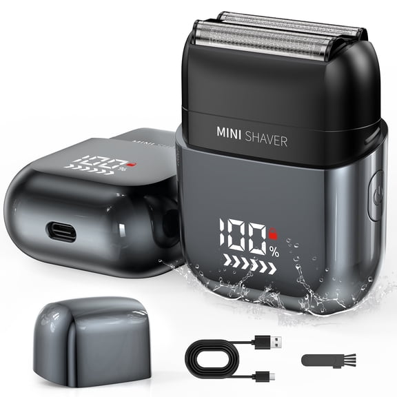 NEXPURE Electric Razor for Men, Foil Shaver for Men with 2 Floating Blades LED Display IPX7 Waterproof Portbale Travel Lock, Beard Trimmer for Travel & Home