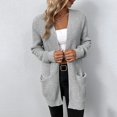 thumbnail image 5 of Lilgiuy Women Casual Soild Long Sleeve Pocket Knit Cardigan Sweater Coat Outwear，Gray,8 Winter Fashion 2022, 5 of 5
