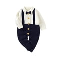thumbnail image 2 of ZAXARRA Combinaison Bébé Garçon Épissage Couleur Revers Manches Longues Tricoté Rompers, 2 of 9