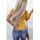 thumbnail image 1 of ABPHQTO Camiseta de manga corta con cuello en U de crochet de encaje amarillo para mujer, 1 of 5