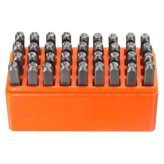 Uxcell 36pcs Metal Stamping Kit 3/16" (5mm) Steel Letter Punch Press Tool with Case