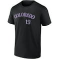thumbnail image 2 of Men's Fanatics Charlie Blackmon Black Colorado Rockies Road Name & Number T-Shirt, 2 of 3