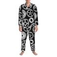 thumbnail image 3 of Sikiie Metallic Gears Mens Pajama Set, Soft Warm Long Sleeve Sleepwear, Cozy Button-Down Pjs for Men-X-Large, 3 of 7