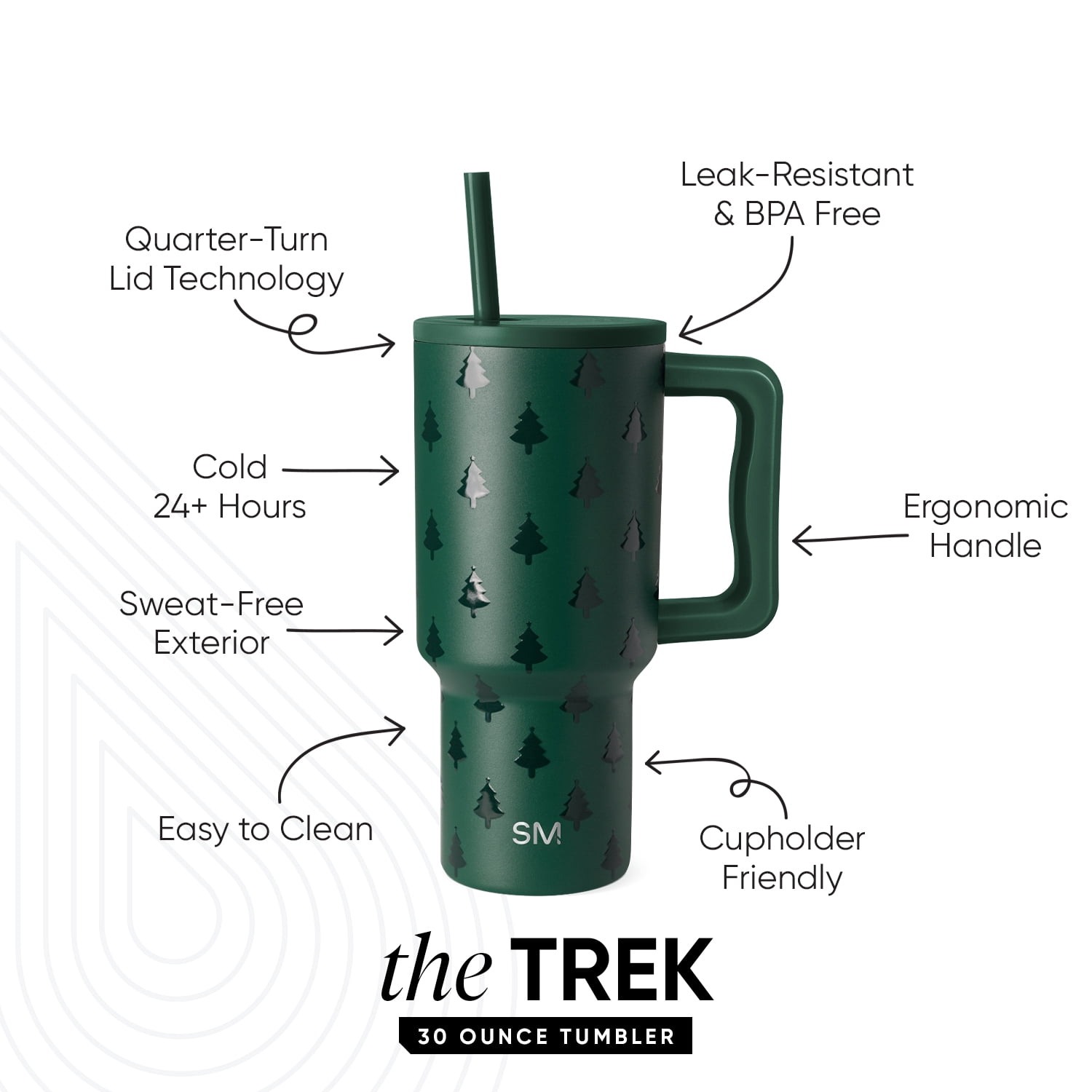 Simple Modern 30 fl oz Insulated Stainless Steel Trek Tumbler with Straw Lid | Winter Forest