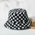 thumbnail image 4 of CoCopeanut Topi Wanita Baru Topi Ember Bulu Kelinci Imitasi untuk Wanita Topi Nelayan Jaring Kotak-kotak Topi Surya Gorras Musim Dingin Topi Hip Hop, 4 of 6