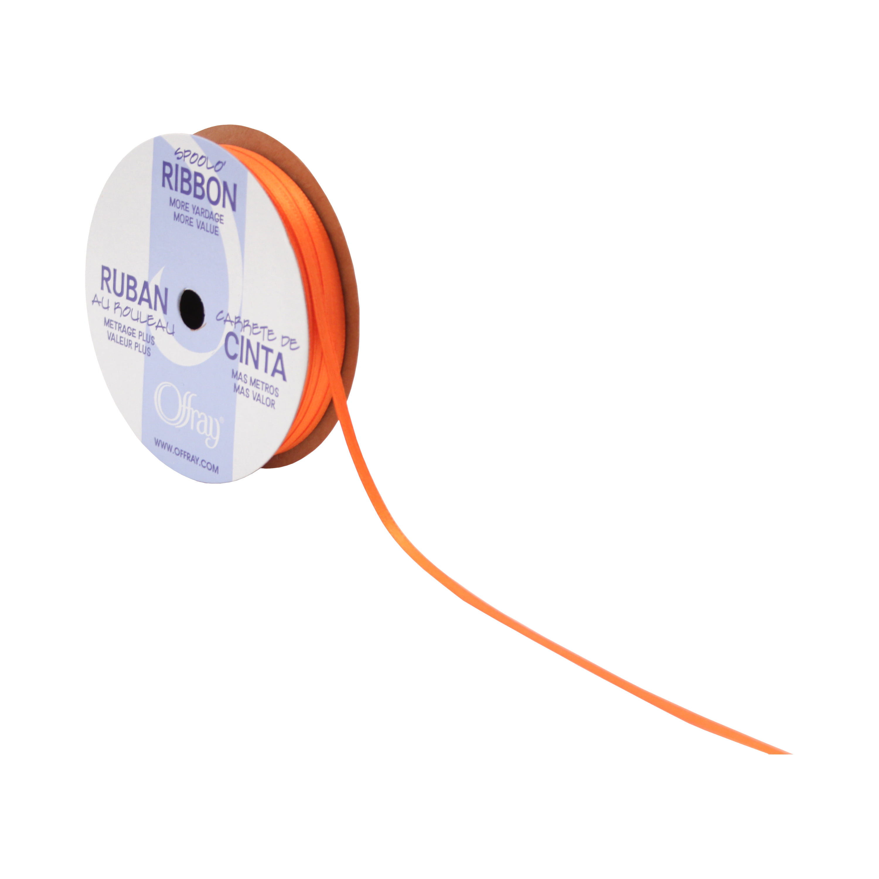 (12 pack) Offray 1/8" Torrid Orange Double Face Satin Ribbon, 10 Yards, 1 Each