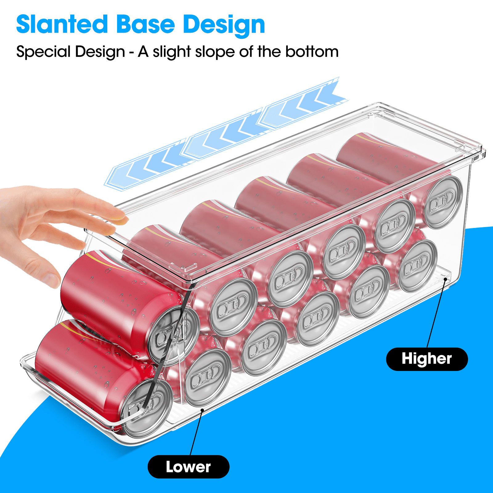 4 Pack Soda Can Organizer, Clear Refrigerator Organizer with Lids, Stackable Organizers for Pantry, Freezer, Kitchen – Holds 48 Cans