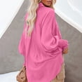 thumbnail image 3 of Nxznwn Women's Smocked Cuffed Oversized Shirt with Pocket Casual Collared Long Sleeve Blouse Business Work Tops for Pocket Shirred, 3 of 7