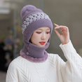thumbnail image 4 of Gorro de punto con forro polar para mujer, gorro de invierno a prueba de viento, bufanda cálida, gorro de una pieza con orejeras, gorro de punto JFHHH pequeña, 4 of 5