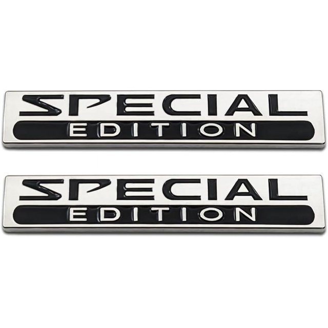 HUGFEGWE 2Pcs Chrome Metal Car Fender Special Edition Logo Rear Trunk Sport Emblem Racing SUV Coupe Sticker 3D Decal (Silver&Black) AZ824-27285