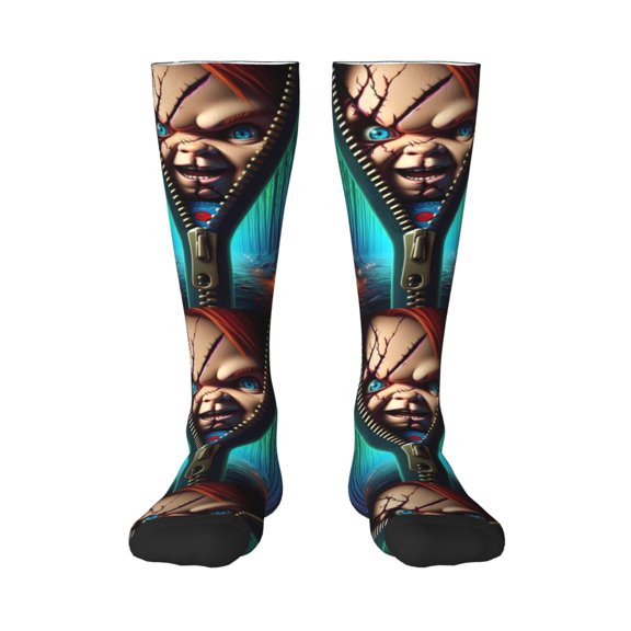 Saiise Chucky Ad Funny Socks Men Women Boys Kids Adults Novelty Graphic Crew Tube Socks Crazy Design Casual Dress Socks for Sports,Running,Travel