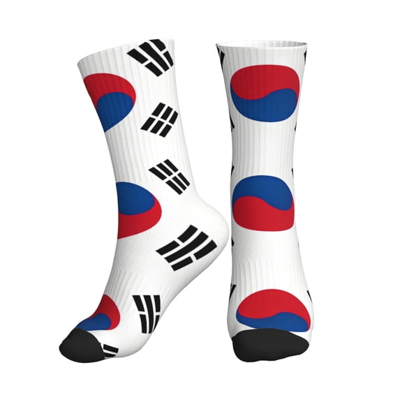 Men's Korean Flag Novelty Athletic Socks Women's Digital Printing Funky Patterned Crew Socks