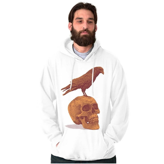 Gothic Crow Raven Sitting on Skull Hoodie Sweatshirt Women Men Brisco Brands S