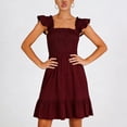 thumbnail image 5 of Warop Women's Summer Sleeveless Square Neck Dress Smocked Ruffle Backless Cute Teen Beach Short Sundress, 5 of 6