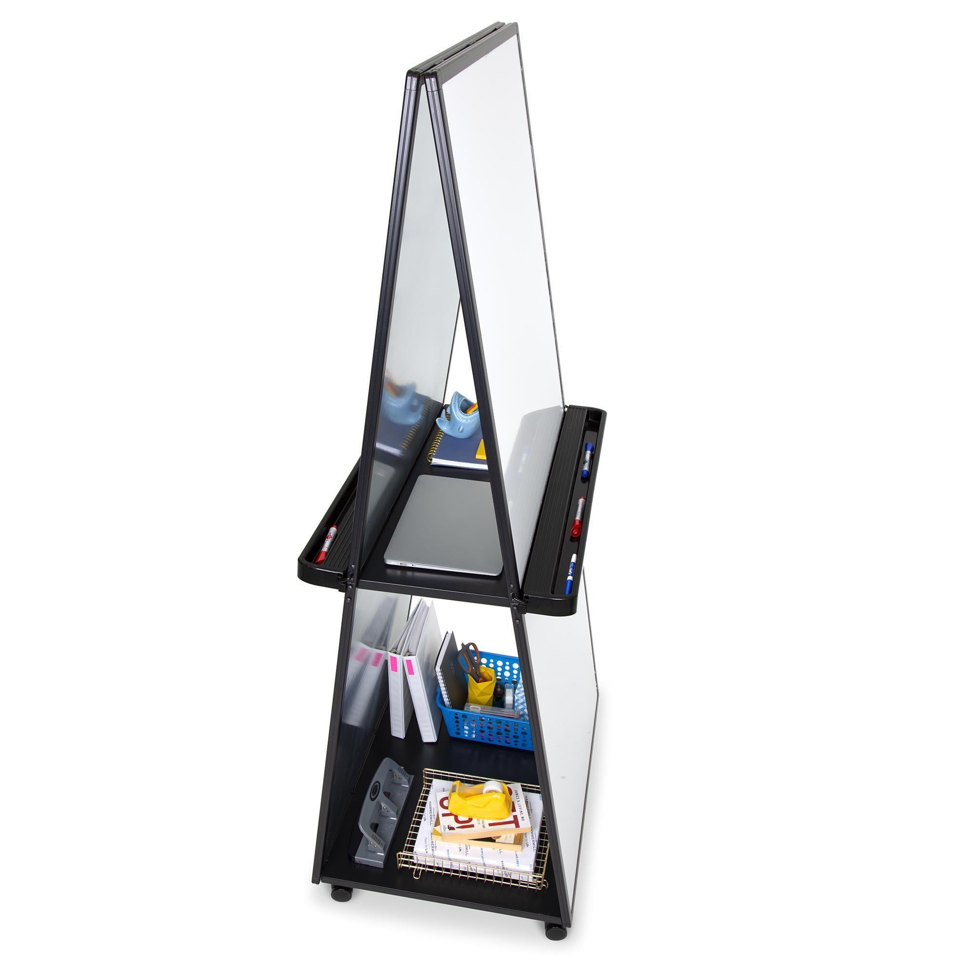 Stand Steady Mobile Whiteboard | Double-Sided Magnetic Dry Erase Board on Wheels | Extra Tall 74 Inch Easel White Board | Portable White Board with Built-In Storage Shelves (74in x 31in)
