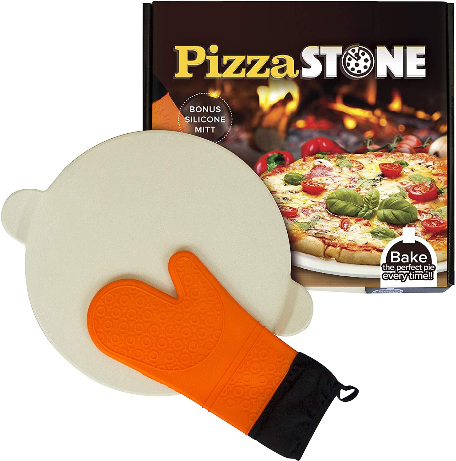 Baking Pizza Stone with handles for Grill, Oven & BBQ15” Durable