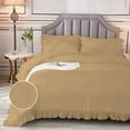 thumbnail image 3 of DNG Creations 3 Piece Vintage Ruffle Pattern Comforter Set Premium Ultra Soft 550 GSM All Season ( Full/Queen Size ) 100% Egyptian Cotton Solid Taupe Colour, 3 of 8
