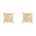 thumbnail image 3 of 1 Ct Princess Cut Studs Natural Morganite 14K Rose Solid Solid Gold Everyday Dainty Earrings Screw Back, 3 of 7