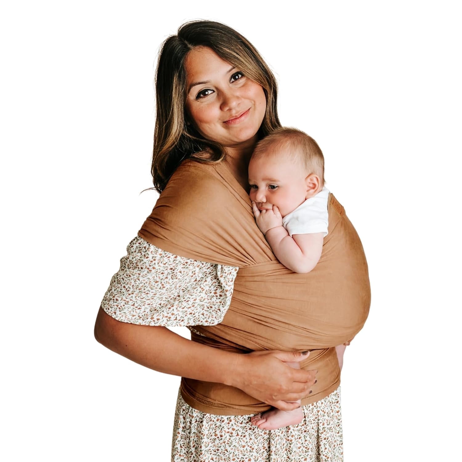 Tuck and Bundle 100% Tencel Modal Baby Wrap Carrier, Sandstone, Newborn to Toddler, Breathable Hands-Free Infant Sling, One Size 8-35 lbs