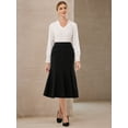 thumbnail image 3 of DARING DIVA Women's High Elastic Waist Fishtails Midi Skirts for Work S Black, 3 of 6