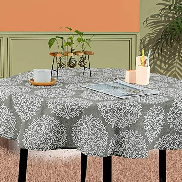 Nappe Ronde En Coton Et Lin Tissu Nappe En Serge Simple Style Nordique Frais Durable Reutilisable Infroissable Decoration Pour Cuisine Salle A Manger Table Gris Diametre 90cm Goodnice