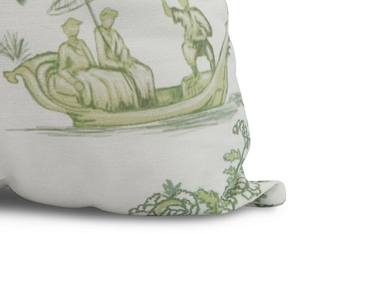 Simply Daisy, 20" x 20" China Old, Floral Print Outdoor Pillow, Green