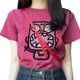 thumbnail image 1 of Camiseta de Mujer Ticfox Manga Corta Ajuste Holgado Diseño Casual Rosa Rojo L, 1 of 13