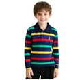 thumbnail image 3 of SGFCWSX Boys Long Sleeve Polo Shirt, Kids Top Striped Collared Casual School Daily Tees Black Size 7-8Years, 3 of 7
