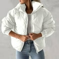 thumbnail image 3 of qolati Women's Quilted Puffer Jackets Lightweight Winter Warm Stand Collar Zip Up Jacket Long Sleeve Baggy Short Padded Down Coats, 3 of 6