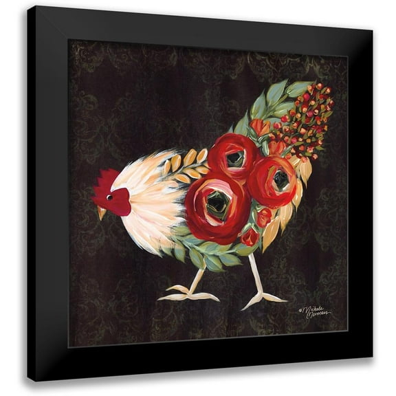 Norman, Michele 12x12 Black Modern Framed Museum Art Print Titled - Botanical Rooster