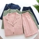 thumbnail image 3 of Pijamas de dos piezas para hombre, pantalones cortos de manga corta a cuadros, gasa de algodón 100%, conjunto de ropa de dormir simple para el hogar, novedad de verano, 3 of 4