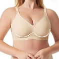 thumbnail image 4 of GEWSEY Women's Wireless Seamless Bra Deep V No Underwire Push Up Supportive Full Coverage Bralettes Plunge T Shirt Bras (Beige, L), 4 of 7