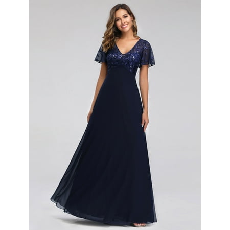 Ever-Pretty Women Sexy Chiffon Navy Blue Mother of the Bride Evening Dresses for Women 07706 US6