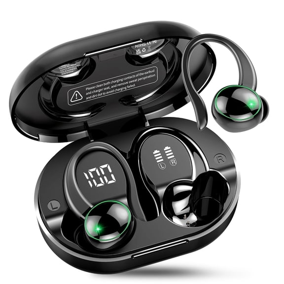 Wireless Earbuds, Bluetooth 5.4 Headphones Sports, 50H Playback Over Ear Earbuds with ENC Noise Cancelling Mic, Deep Bass Fitness Earphones Gym Running Workout with Earhooks, IP7 Waterproof Headset