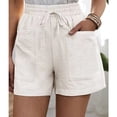thumbnail image 4 of Solid Two Pockets Loose Casual Short Pants,Women's Solid Color Casual Loose Drawstring Short Pants, 4 of 9