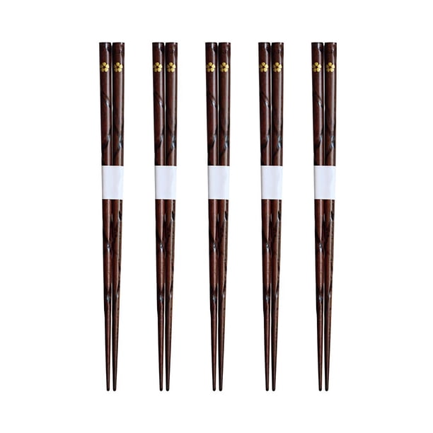 Palillos Japoneses De Madera, 5 Pares De Palillos Naturales Reutilizables, Palillos De Cereza Lavables, Juego De Palillos Delicados Scienceny HA026526-01