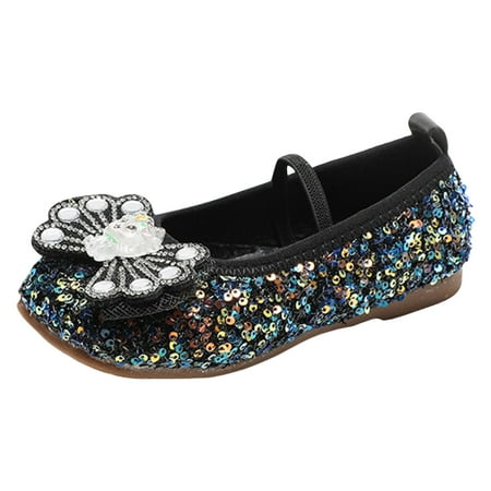 

ZENMELE Girls Sandals Bowknot Shoe Girls Sandals New Pattern Sequin Decoration Cute Flat Bottom Non Slip Comfortable Lightweight Slip On Shoes Slide Sandal 10Y-10.5Y