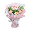 thumbnail image 4 of Ramo de flores de ganchillo con hojas de eucalipto artificiales, decoración de flores artificiales. Rosa, 4 of 9