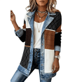 thumbnail image 3 of Textilo Women's Denim Patchwork Knit Sweater Blazer Ribbed Knit Button Down Jackets Lapel Collar Long Sleeve Denim Spliced Shacket Office 2026 Winter Fall Soft Loose Fit Wear,Dark Gray L, 3 of 5